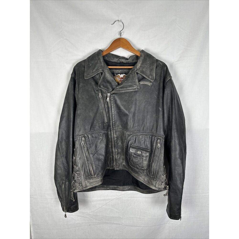 HARLEY DAVIDSON EAGLE DISTRESSED LEATHER JACKET XXL 2XL